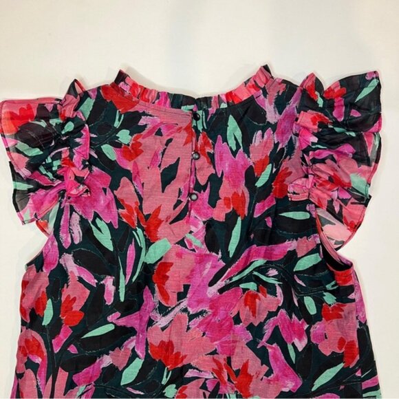 NWT COREY LYNN CALTER SILK Blend Cassandra Organza Yoke Floral Ruffles Top SMALL - Picture 9 of 15